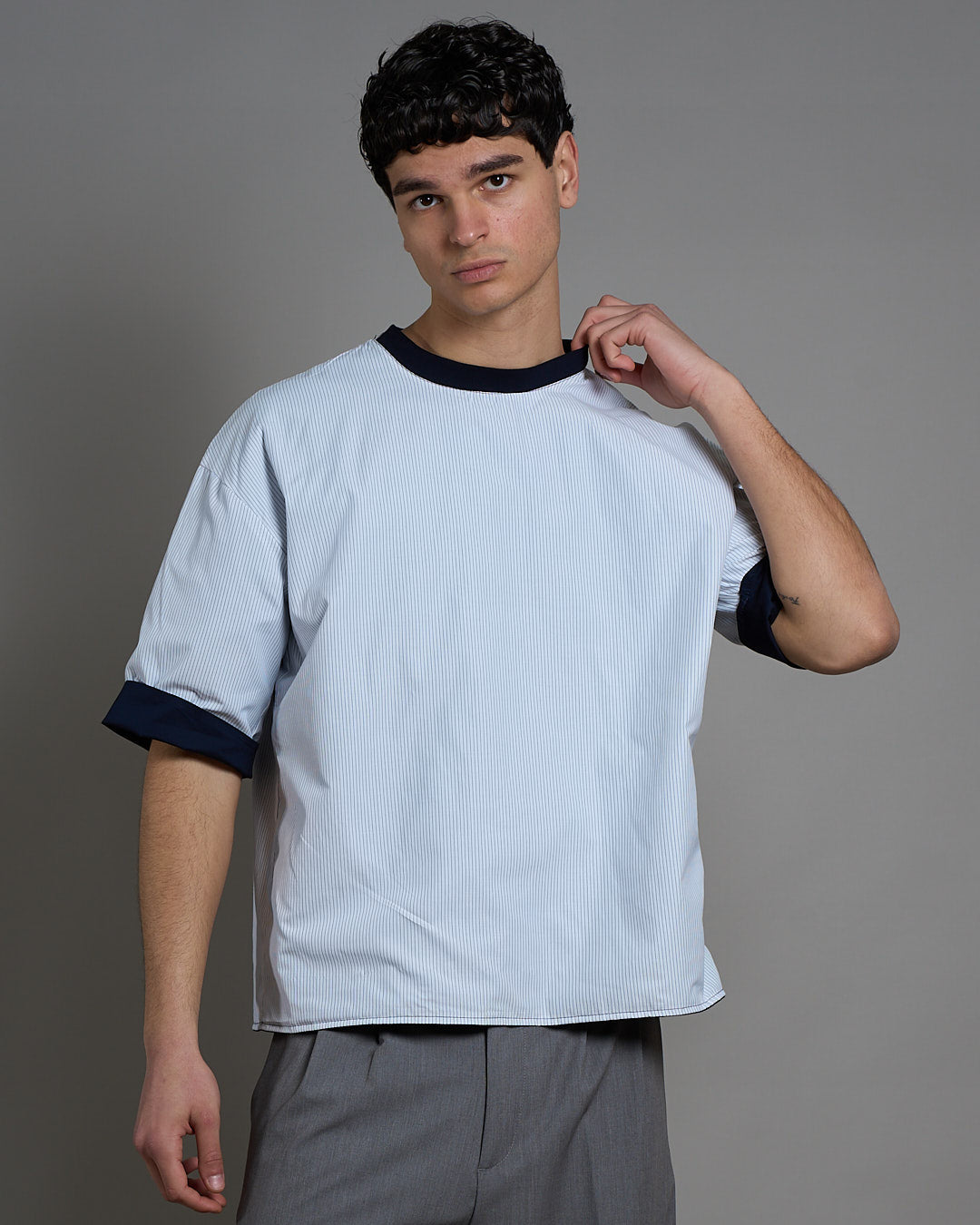 T-Shirt Camicia double face cropped