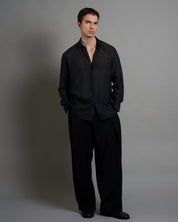 Camicia a righe con struttura sheer