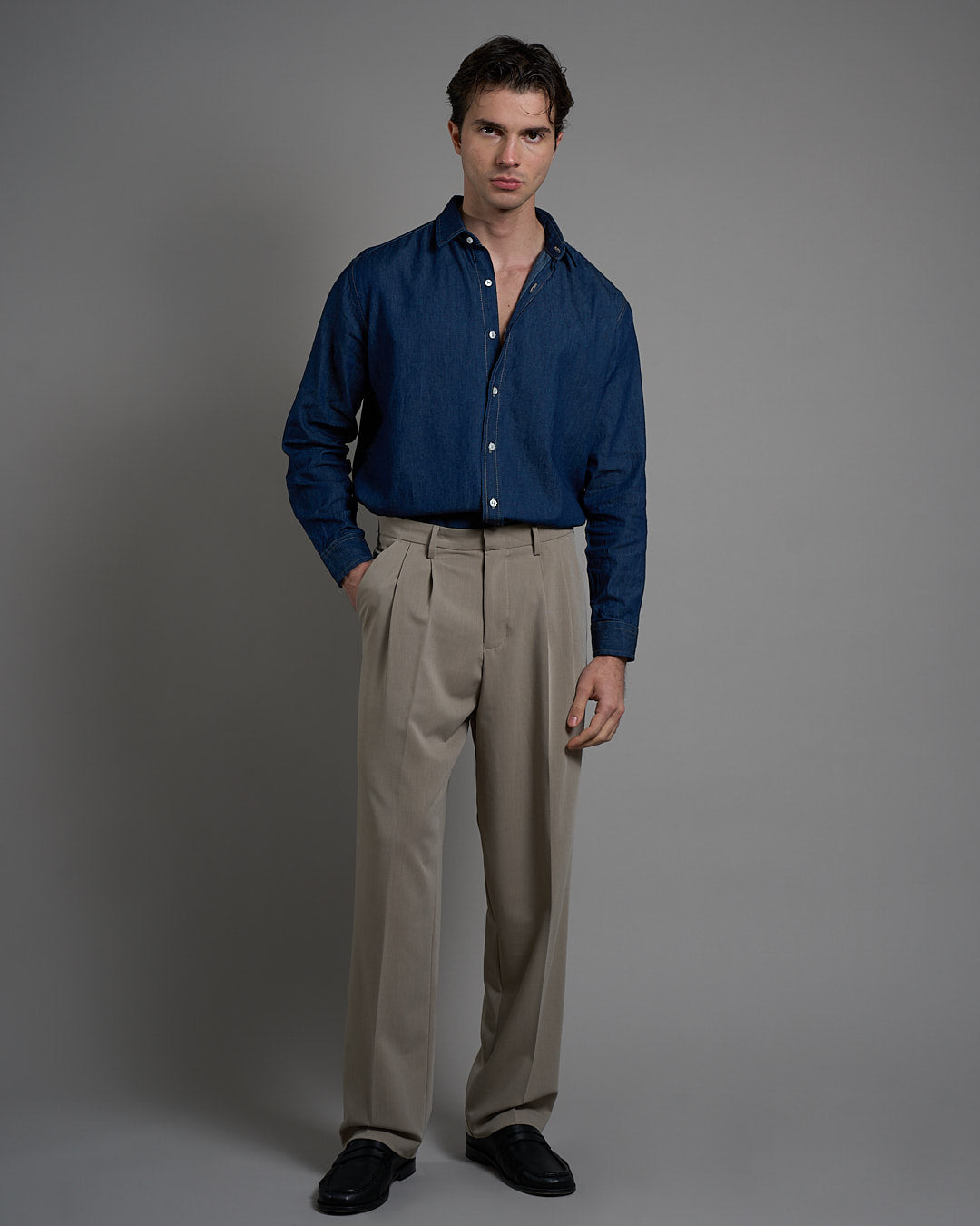 Camicia in cotone Chambray