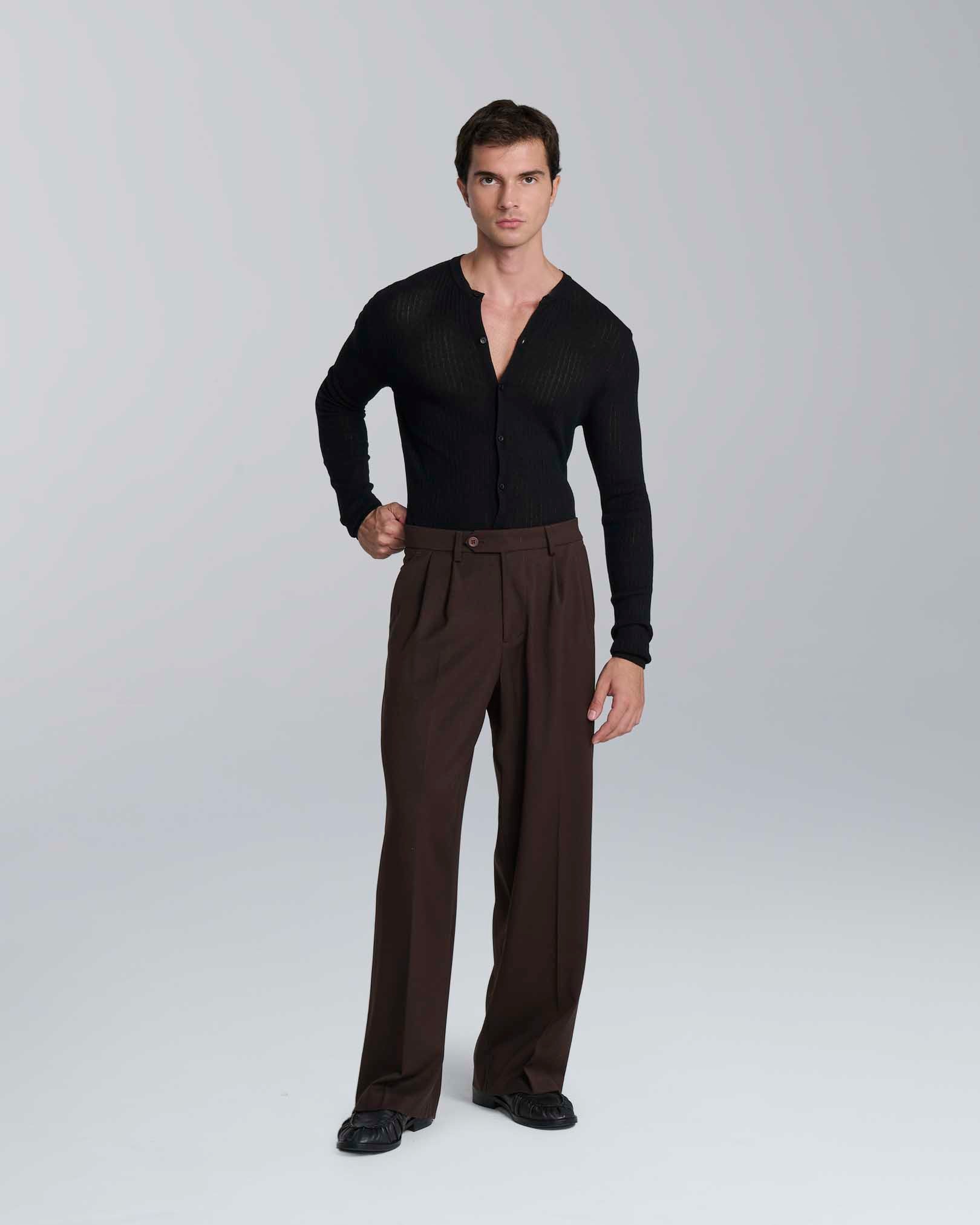 Cardigan girocollo a coste