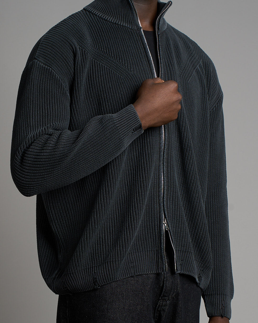 Maglia in cotone con zip  effetto old