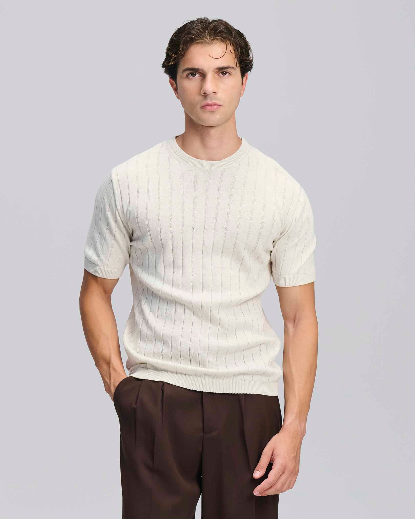 T-Shirt in maglia a coste
