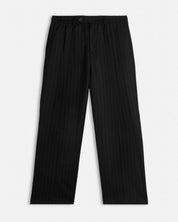 Pantalone wide leg strutturato gessato nero