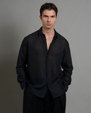 Camicia a righe con struttura sheer
