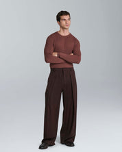 Pantalone wide fit con pieghe