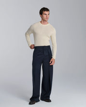 Pantalone wide fit con pieghe