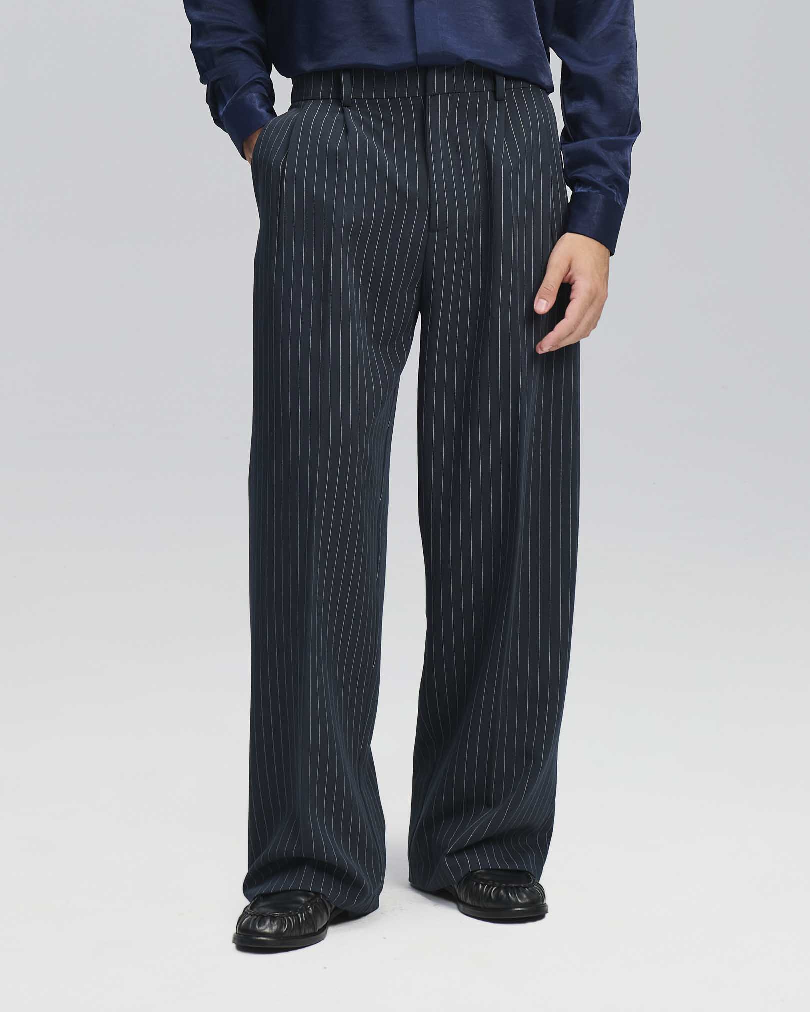 Pantalone Wide Fit Limited Edition gessato blu