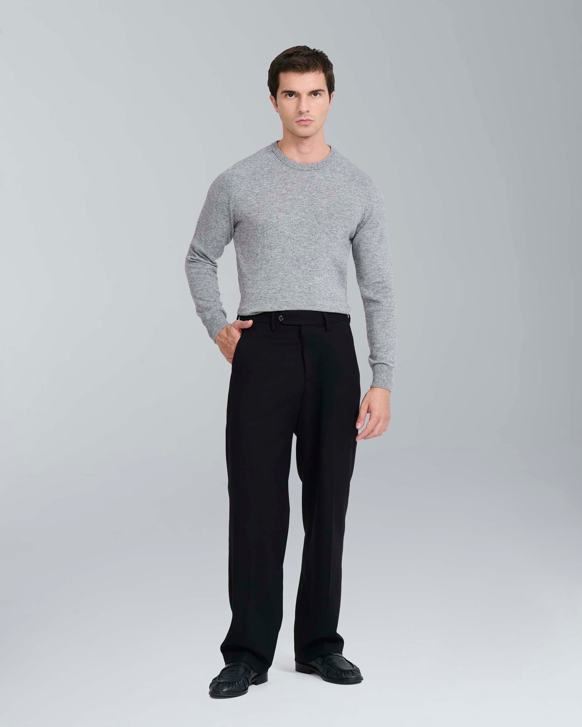 Pullover girocollo in misto cashmere