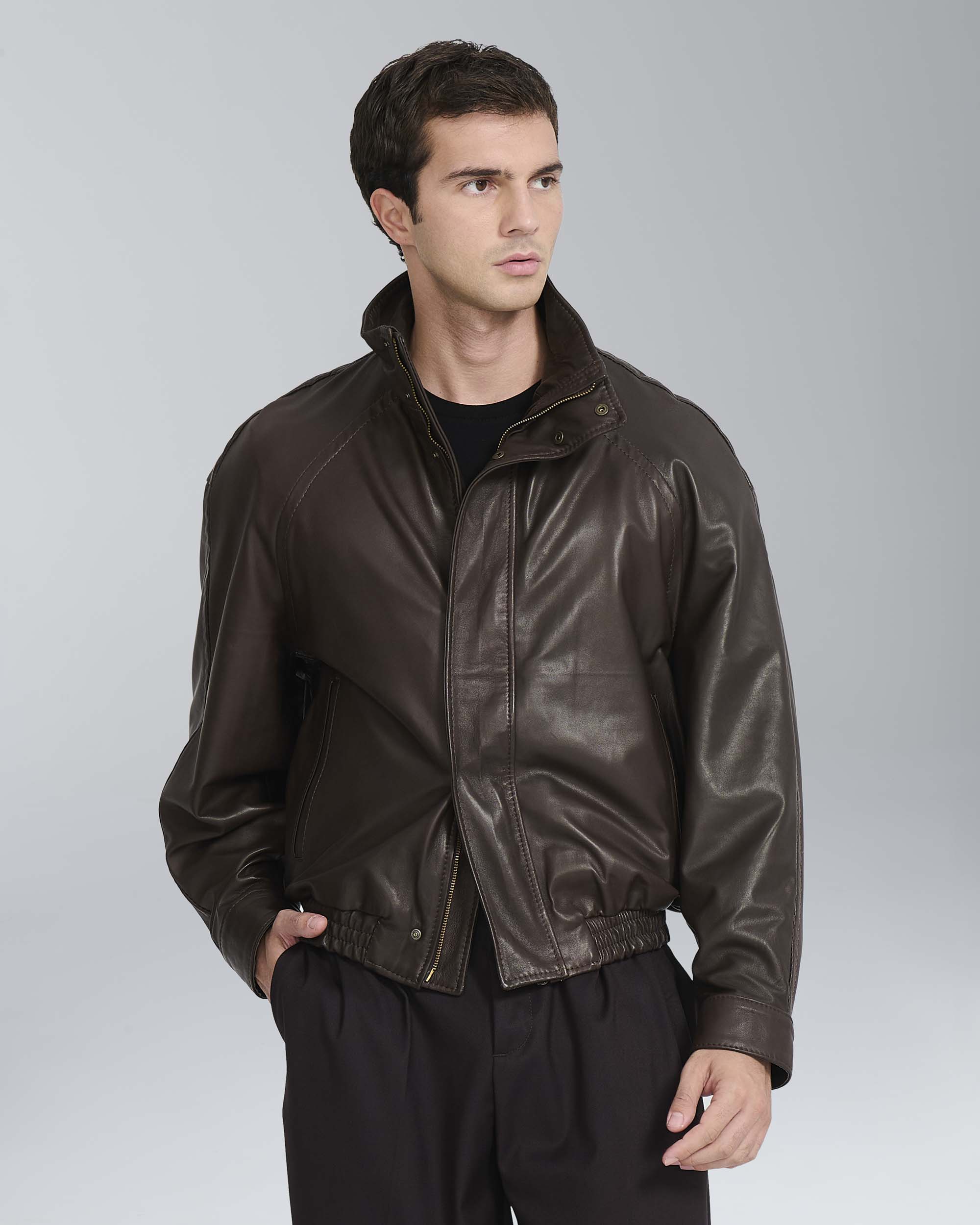Bomber in pelle relax fit