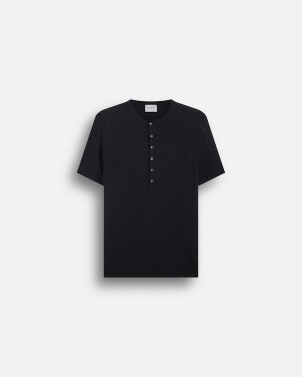 Maglia serafino a coste mezza manica