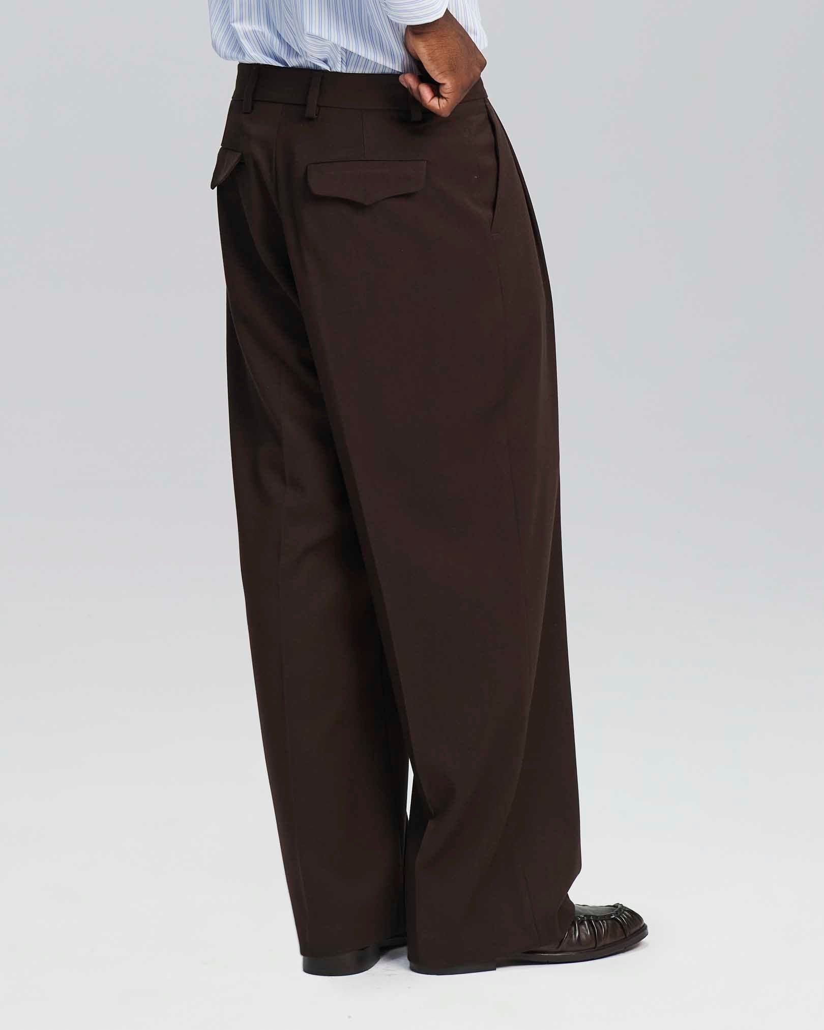 Pantalone wide leg strutturato moro