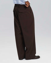 Pantalone wide leg strutturato moro