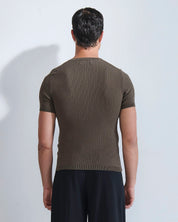 Maglia serafino a coste mezza manica