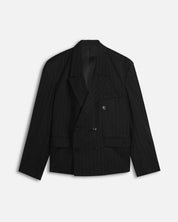 Giacca cropped doppiopetto gessato nero