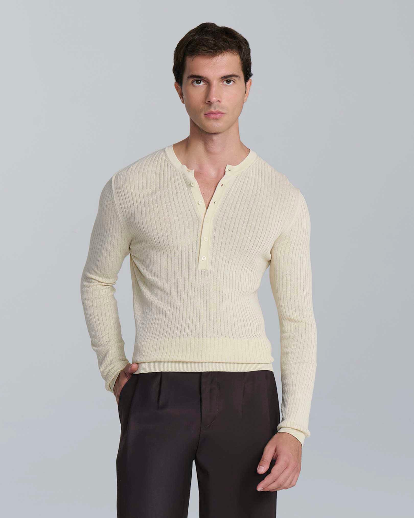 Maglia serafino a coste