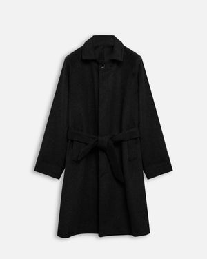 Cappotto con cintura in lana