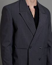 Giacca cropped doppiopetto gessata