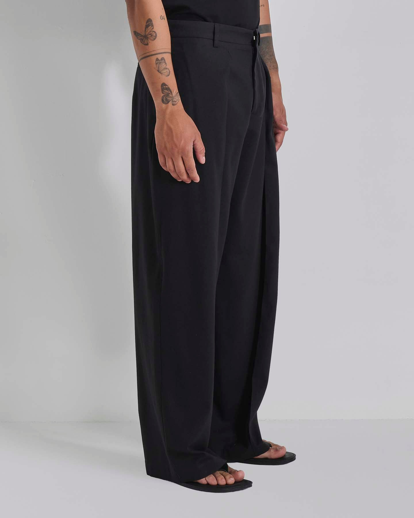 Pantalone Wide Fit con pieghe in lino