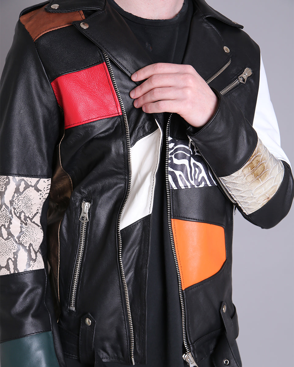 Msm Leather Jacket Patchwork