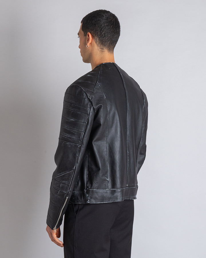 Msm Leather Jacket Biker Asportato