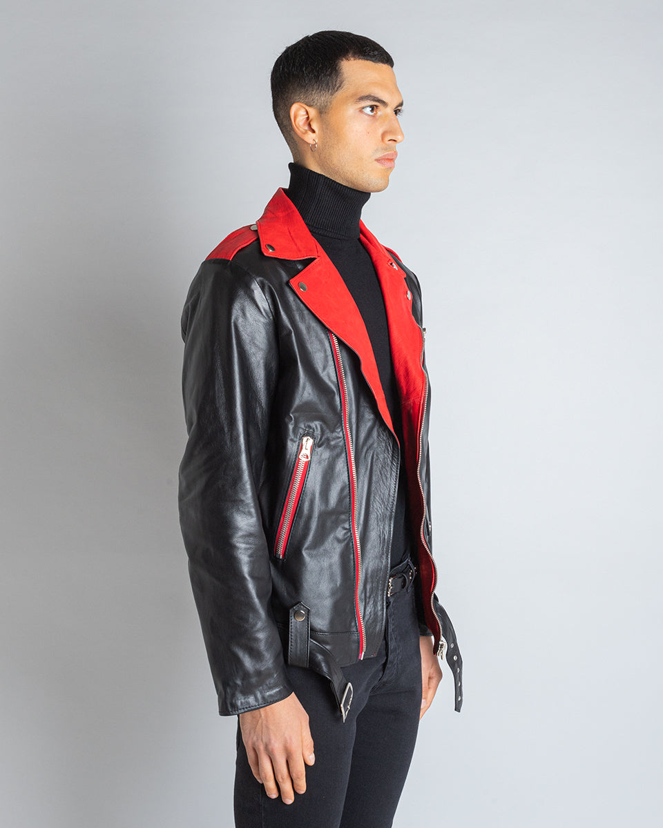 Msm Leather Jacket Rosso e Nero